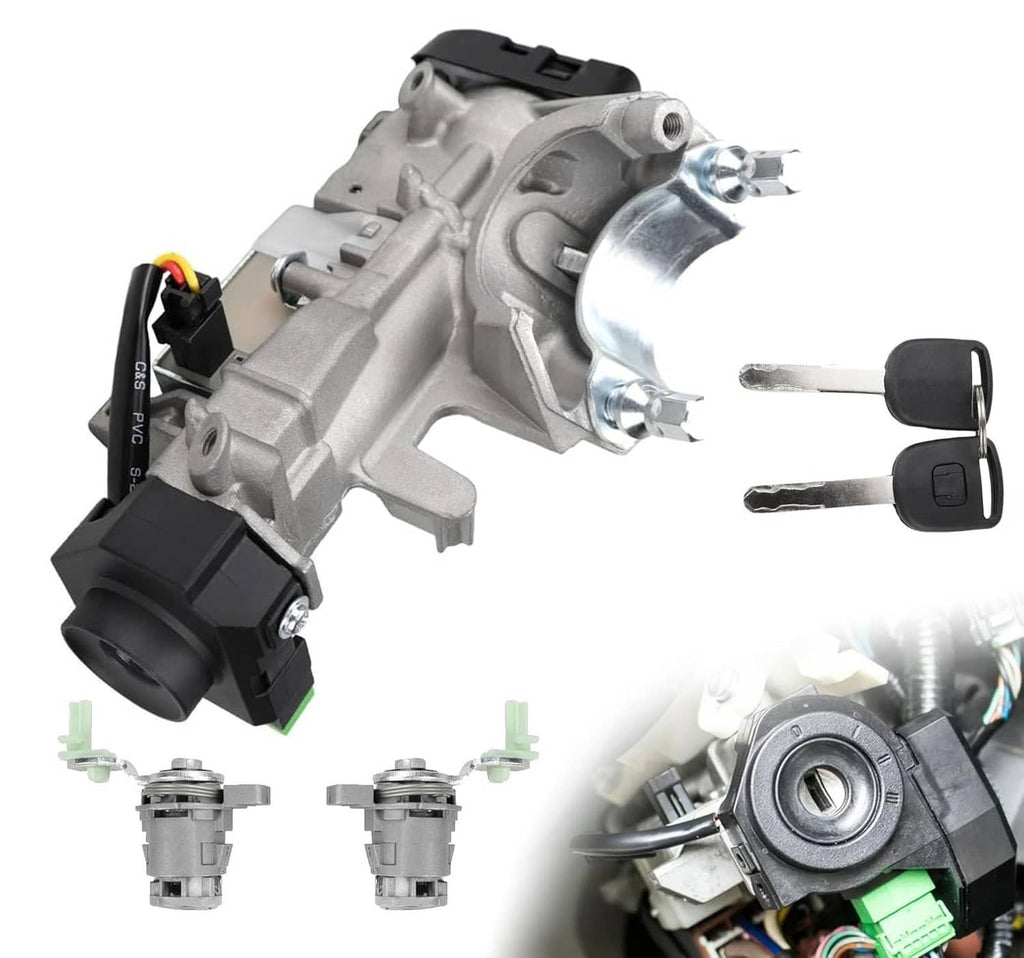 Ignition switch lock cylinder with 2 keys, metal housing and key slots