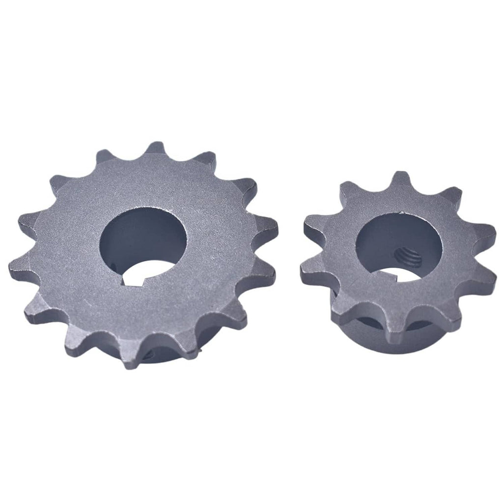 Gray chain sprocket pair showing 14 teeth and center bore opening