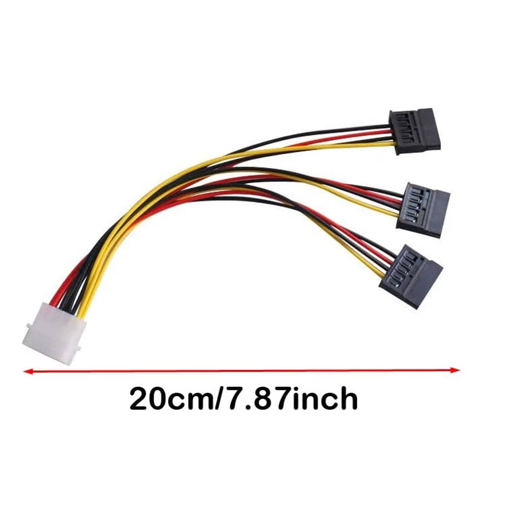 Power supply splitter cable, 20cm length, white 4-pin Molex to black SATA power leads