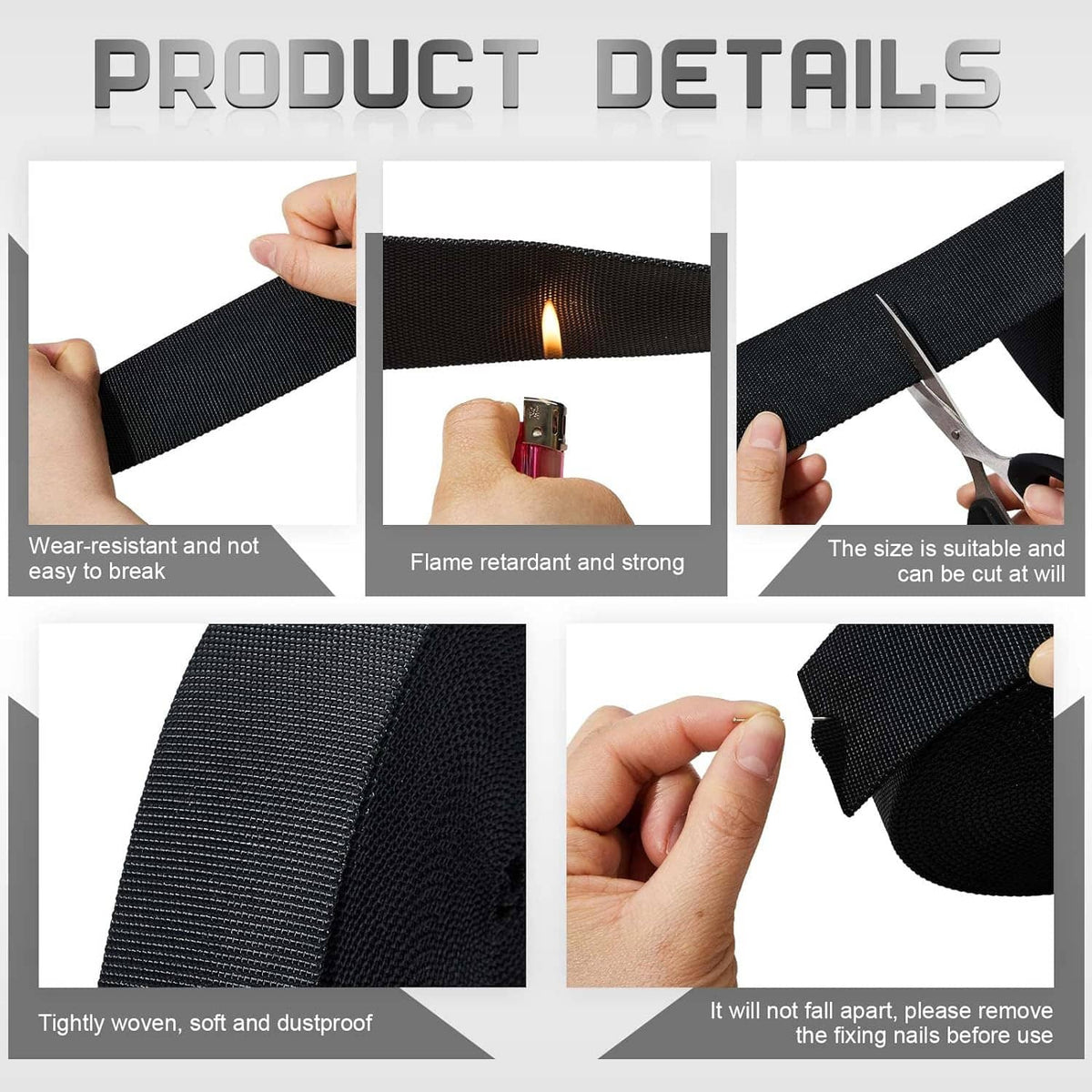 Black nylon protective hose sleeve with woven texture and open channel