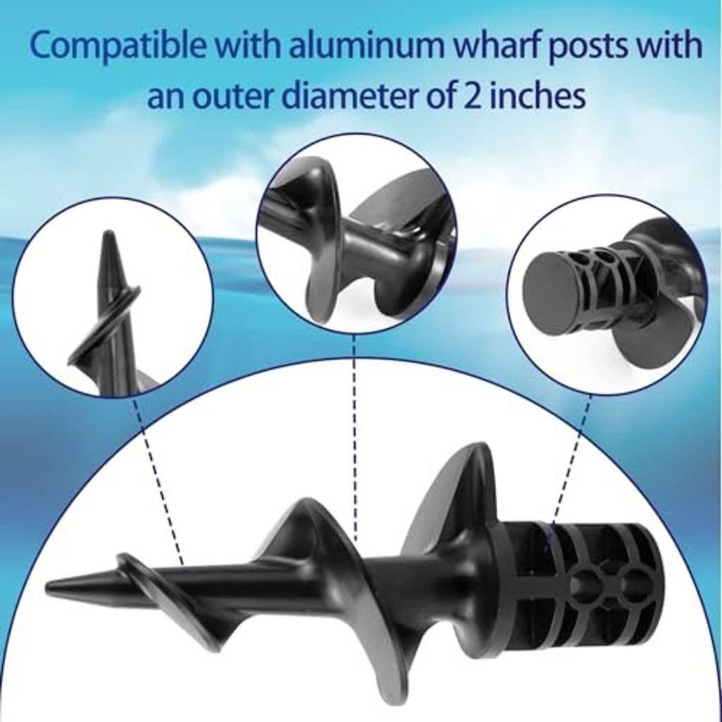 Black dock sand auger with mounting hardware, compatible with 2-inch posts