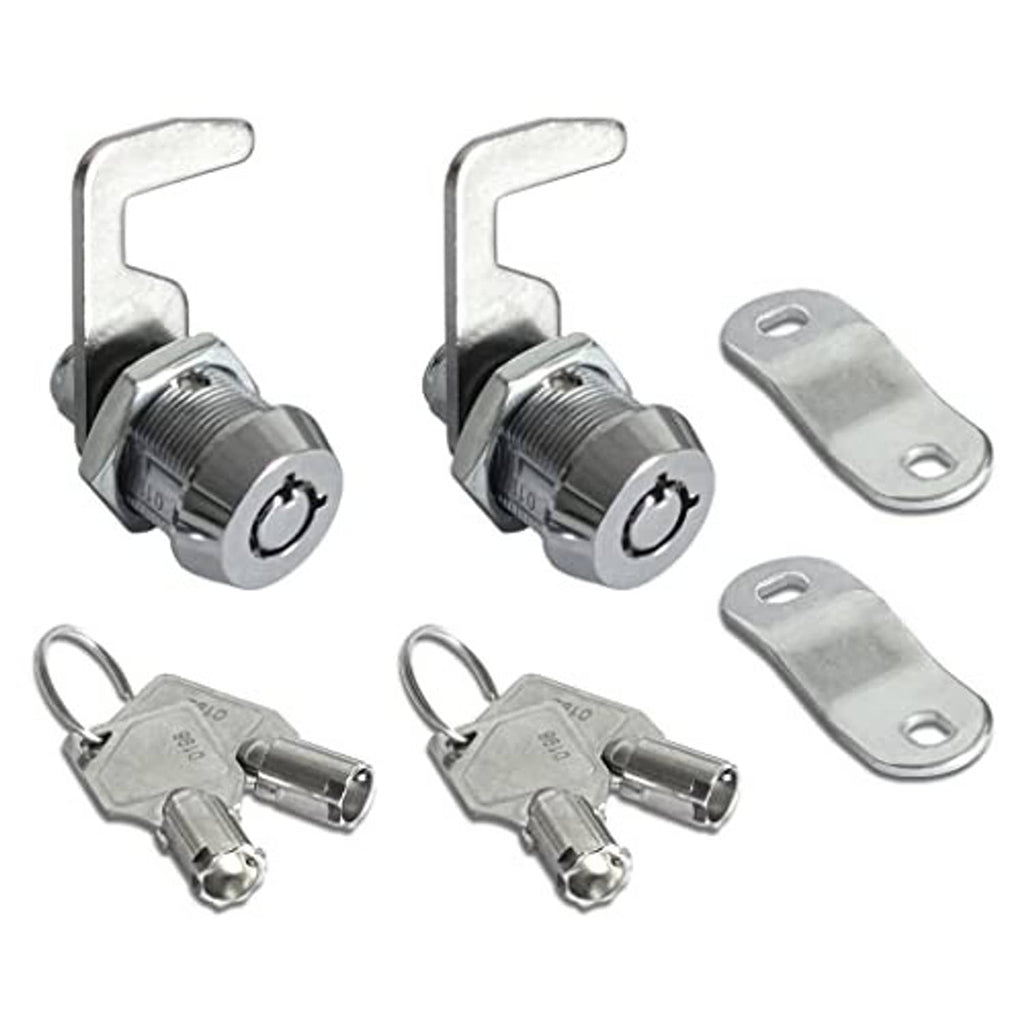 2-pack toolbox tubular cam locks, keyed alike, with two cam hook plates
