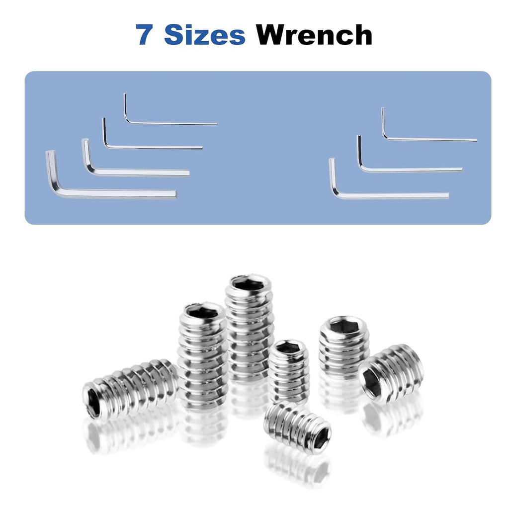 Hex key wrenches included with stainless steel set screws