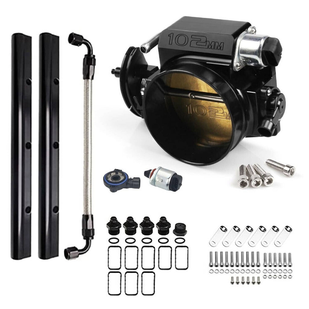 102mm throttle body and intake manifold kit with mounting hardware and hoses