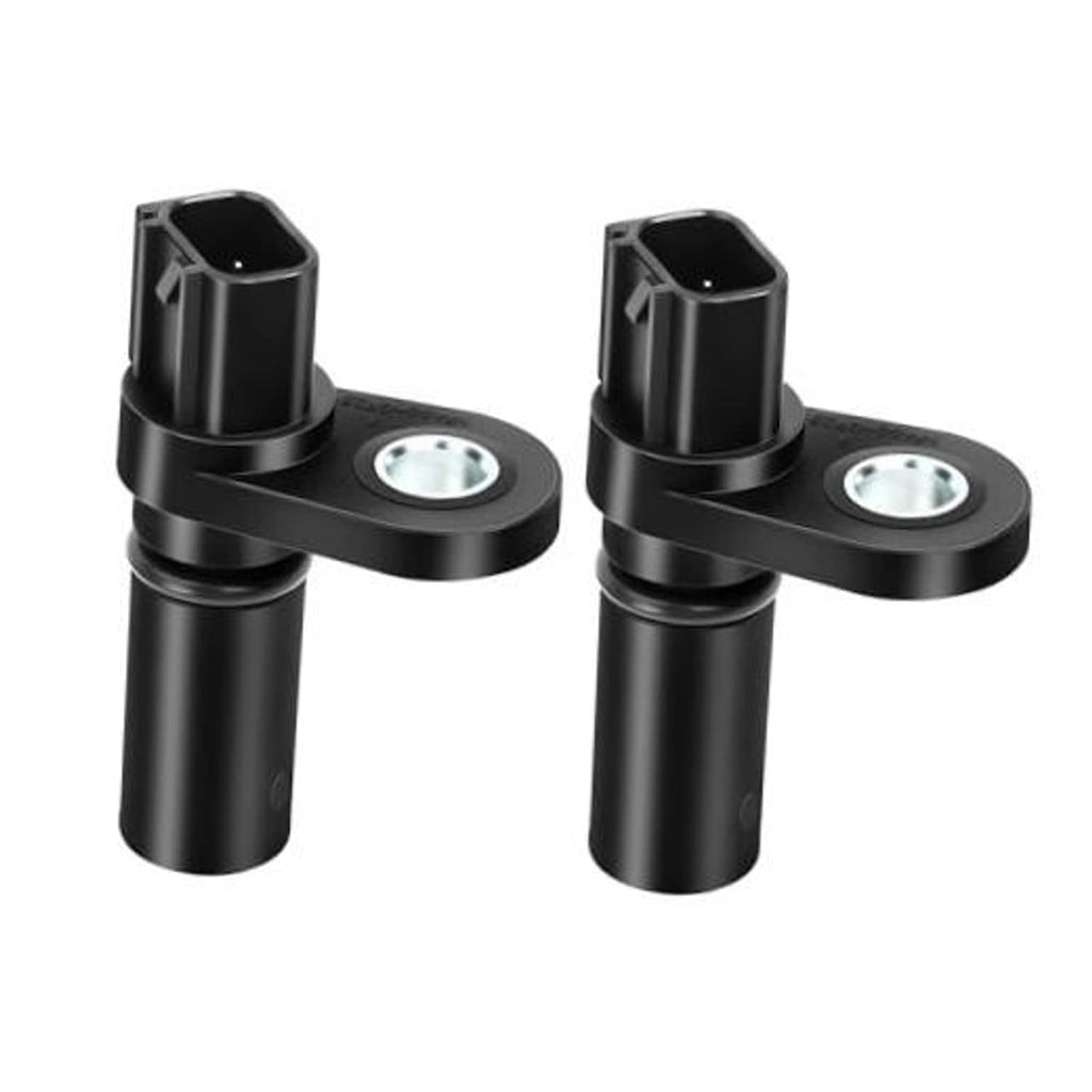 Pair of black camshaft position sensors with circular mounting plates