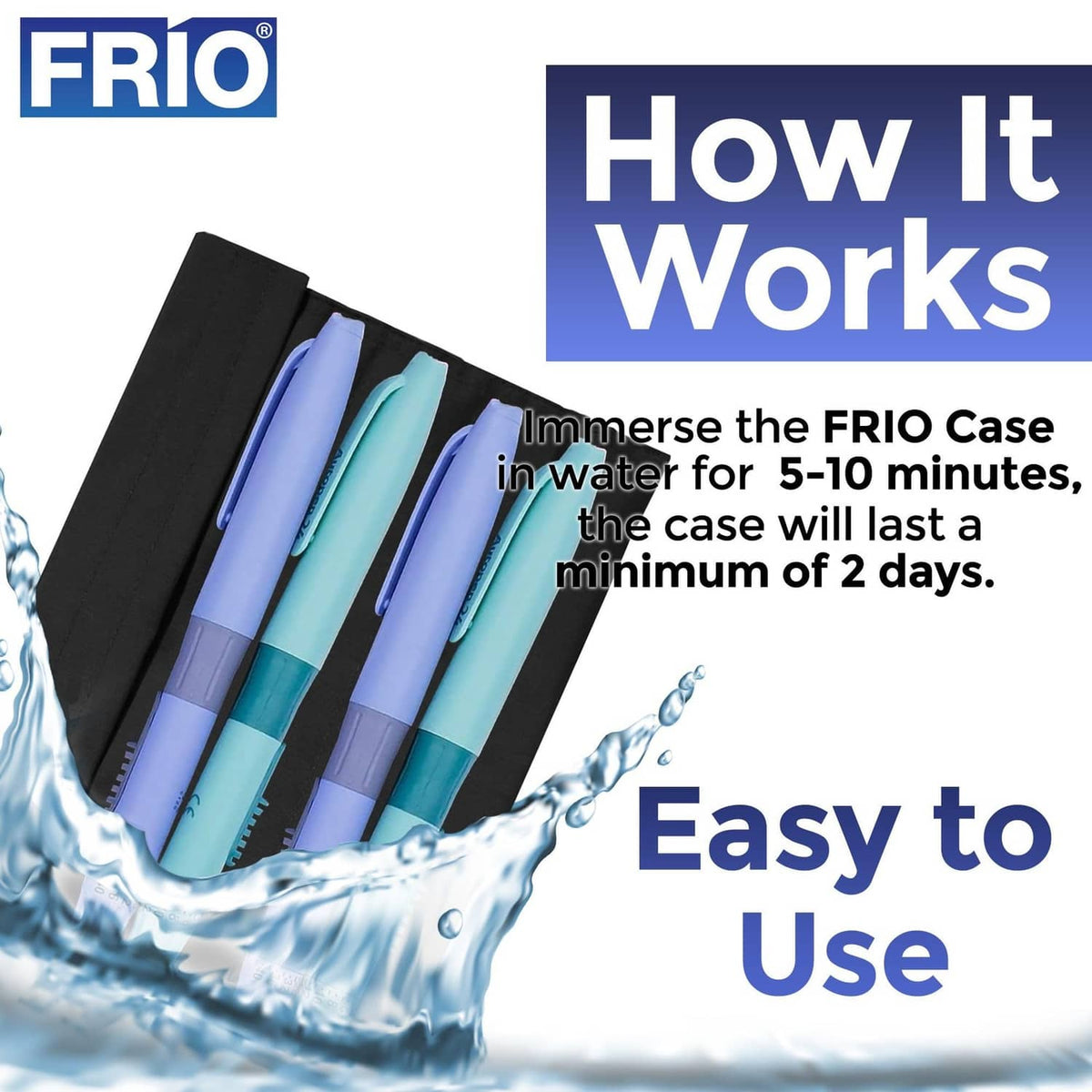 FRIO cooling wallet case with chilled tubes in water splash