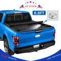 Soft roll-up tonneau cover for truck bed, black fabric with roll-up style