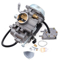 Carburetor with fuel pump assembly, silver metal housing and black fuel lines