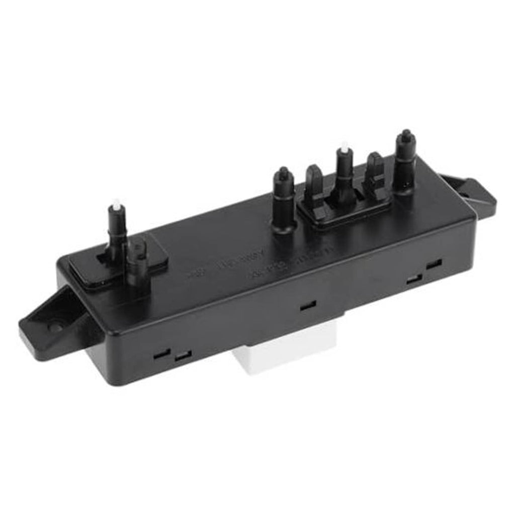 Power seat switch module, black plastic with mounting tabs and multi-pin connector