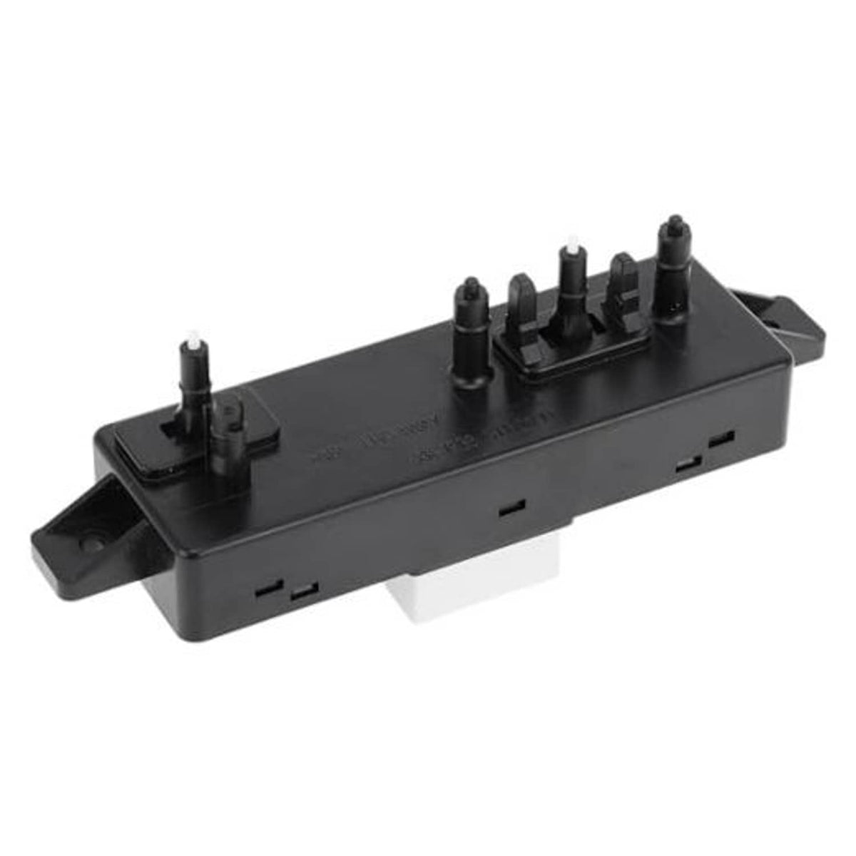 Power seat switch module, black plastic with mounting tabs and multi-pin connector