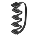 4-pin Molex male to four SATA 15-pin female power splitter cable, black cords