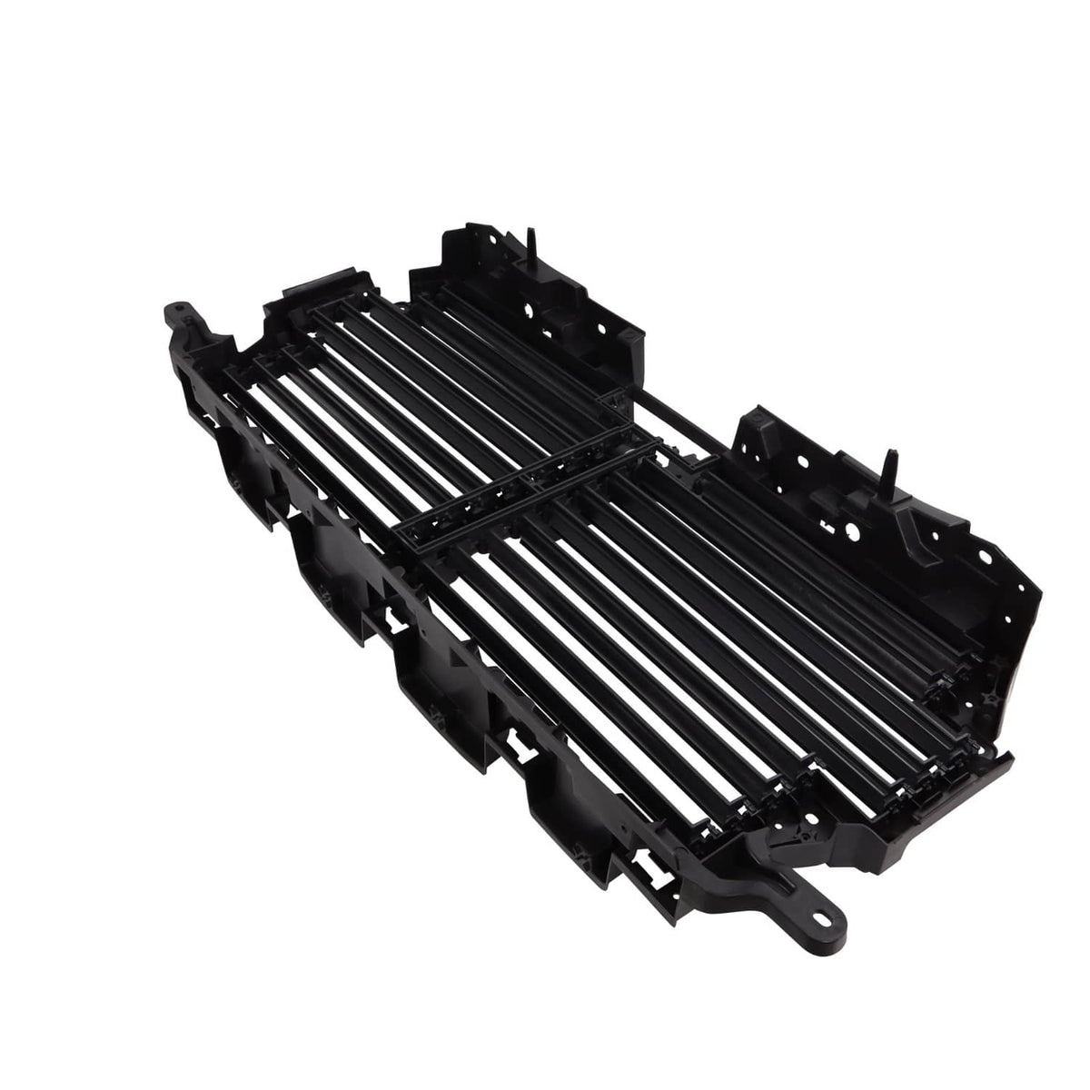 Black upper radiator grille air shutter underside with horizontal slats and mounting points