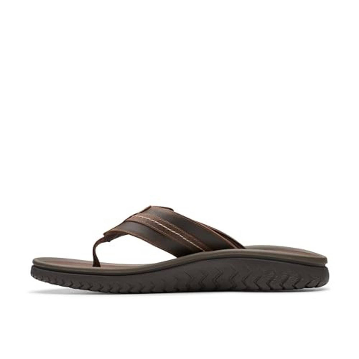Men's brown beeswax leather slide sandals with cushioned sole and strap