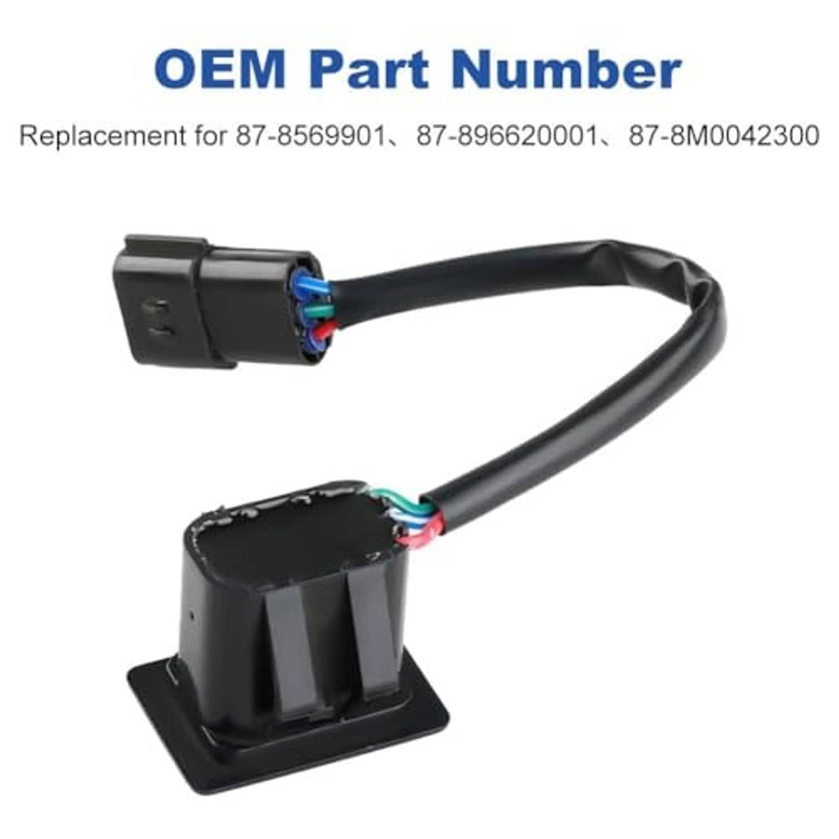Black wiring harness with two connectors and trim tilt switch housing