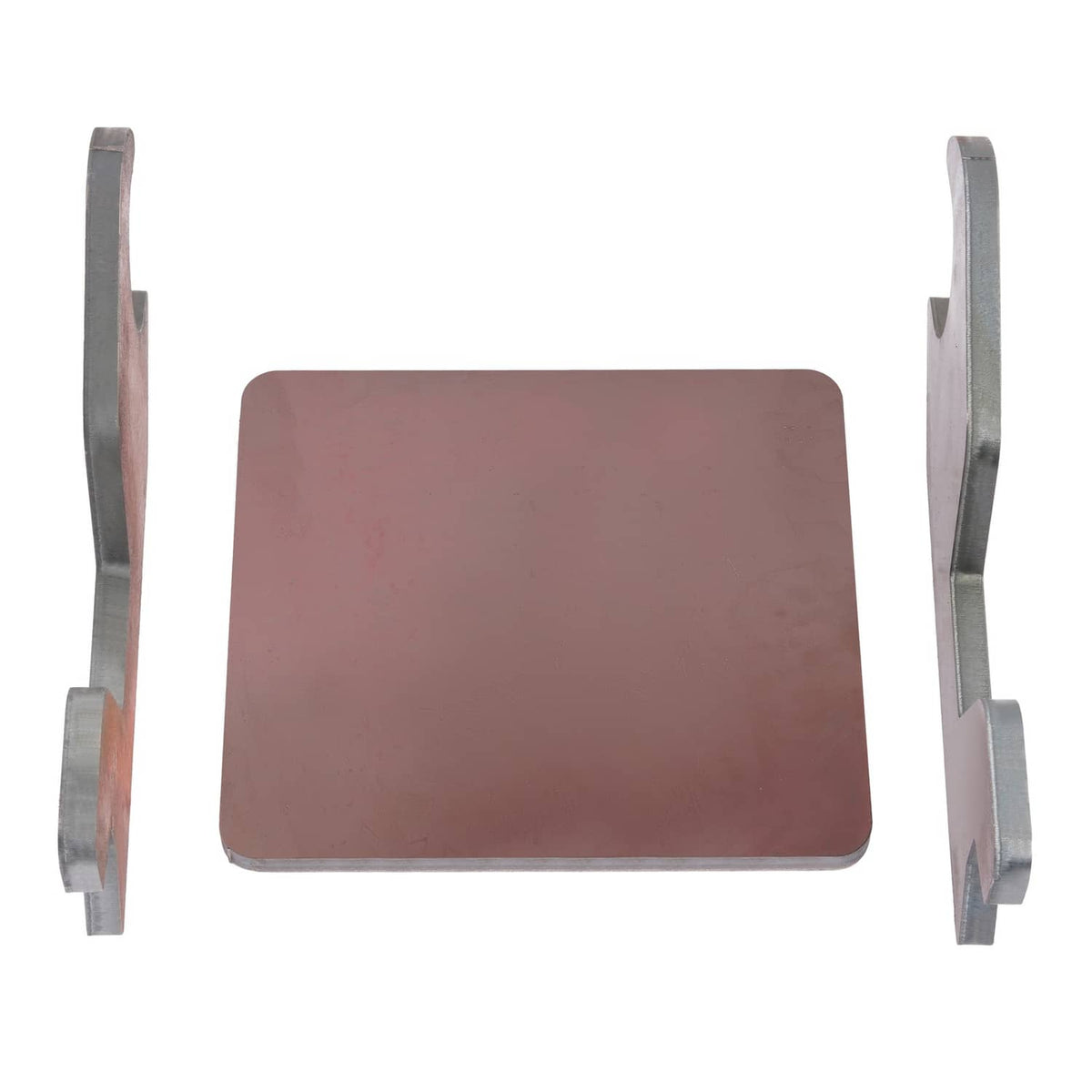 Bucket ear attachment, rectangular brown base plate with side support ears