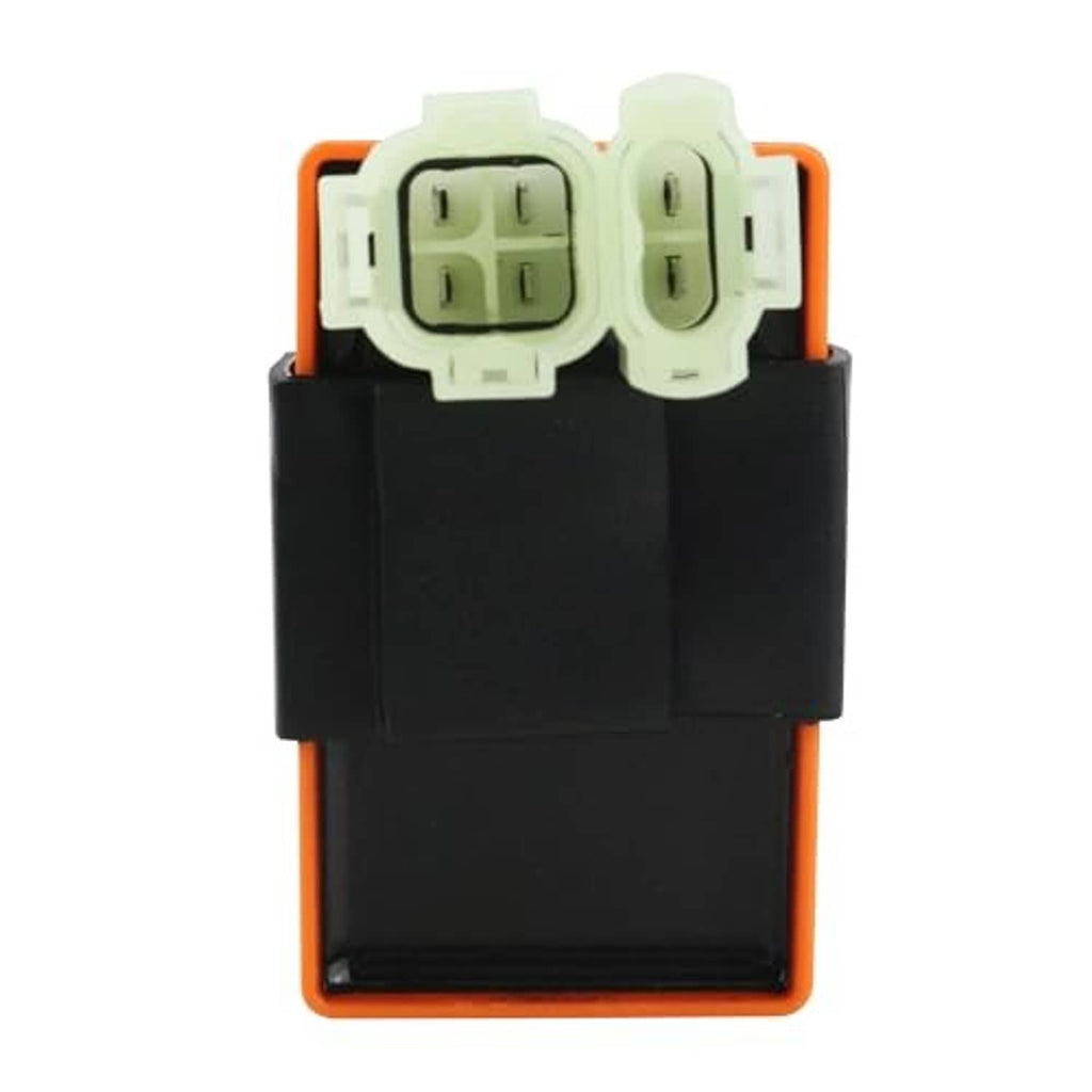 6-pin AC CDI ignition box replacement, close front view showing two white multi-pin ports