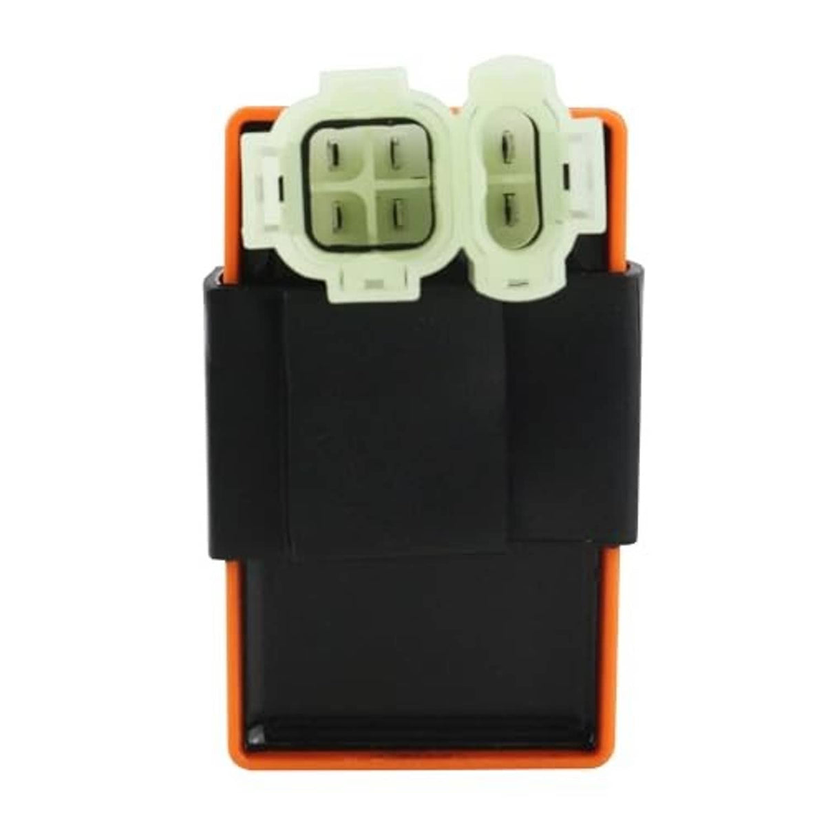 6-pin AC CDI ignition box replacement, close front view showing two white multi-pin ports