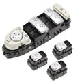 Power window switch kit components: driver dial and four beige window switch blocks