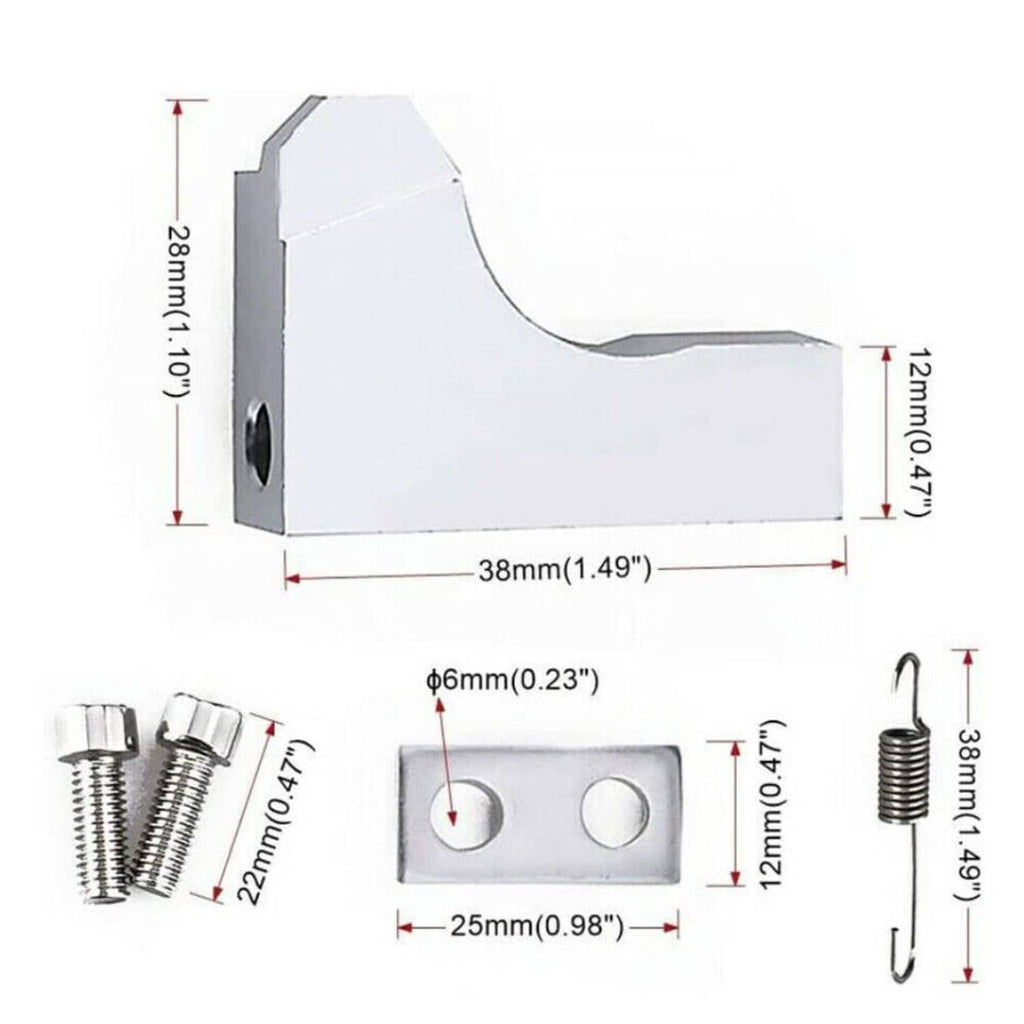 Intake manifold bracket and mounting plates shown with size dimensions
