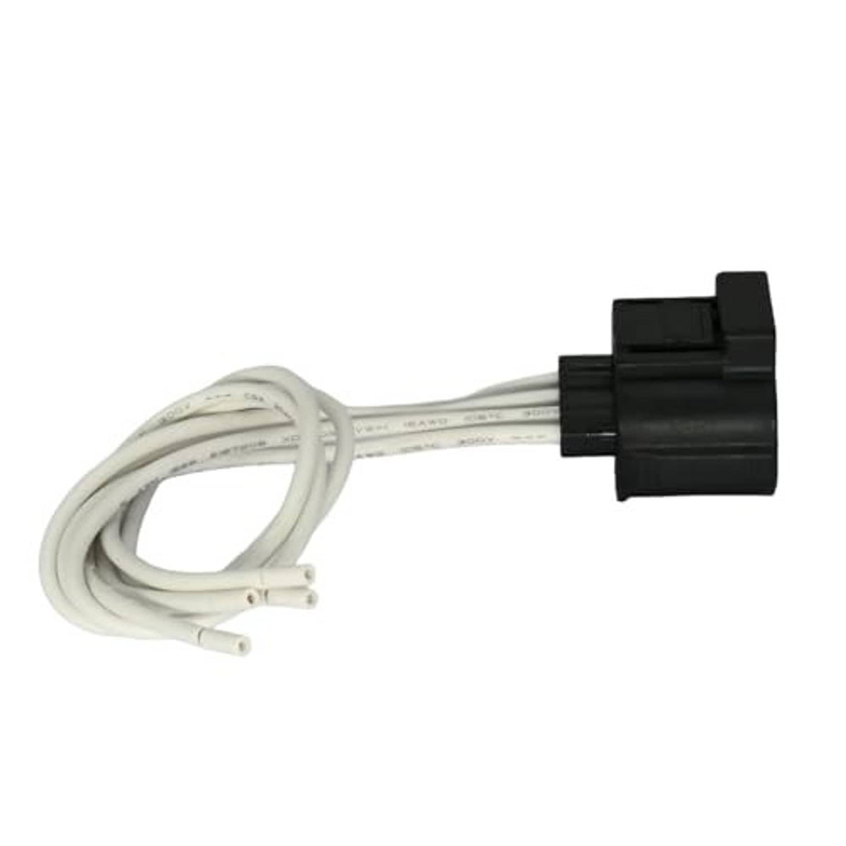 Throttle position sensor wiring pigtail with black connector and white wire leads