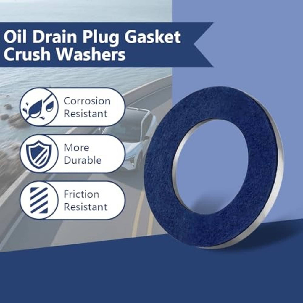 Blue oil drain plug gasket crush washer disk, single piece
