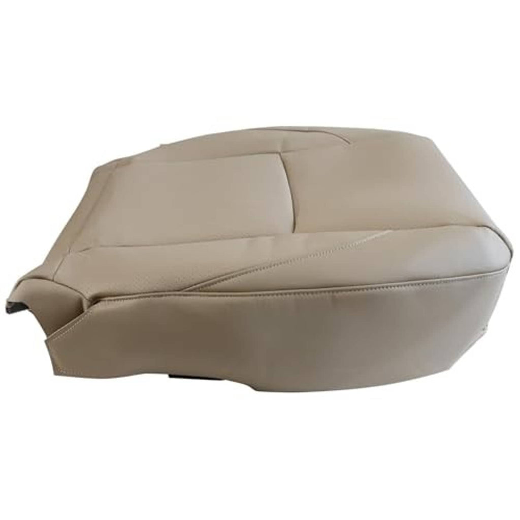 Light tan seat bottom cover with top panel seams and contoured stitching