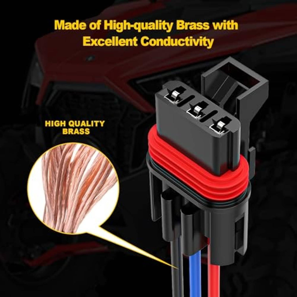 Pulse power plug pigtail connector with black housing and exposed copper wire ends