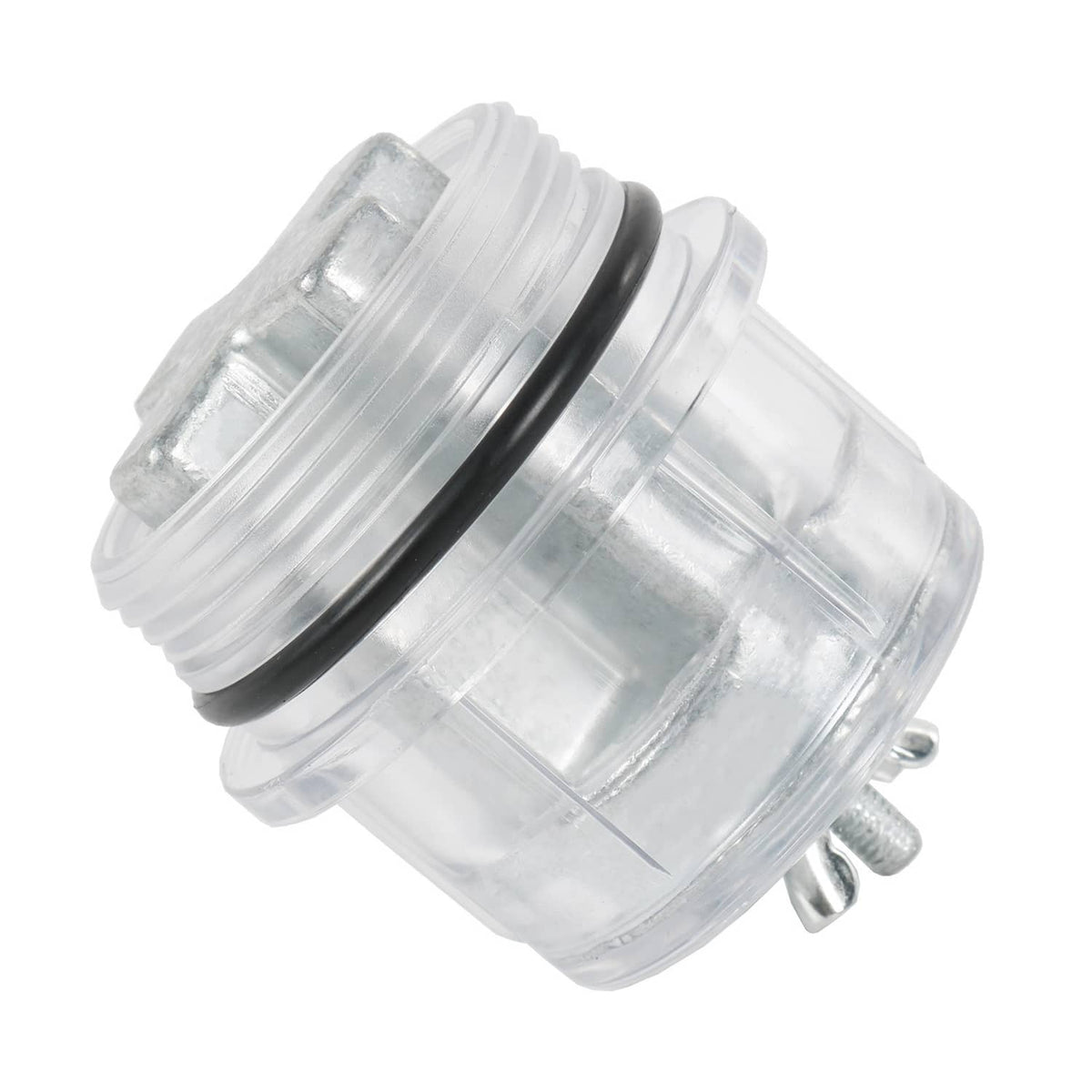 Transparent heater shield assembly with threaded neck and two metal mounting posts