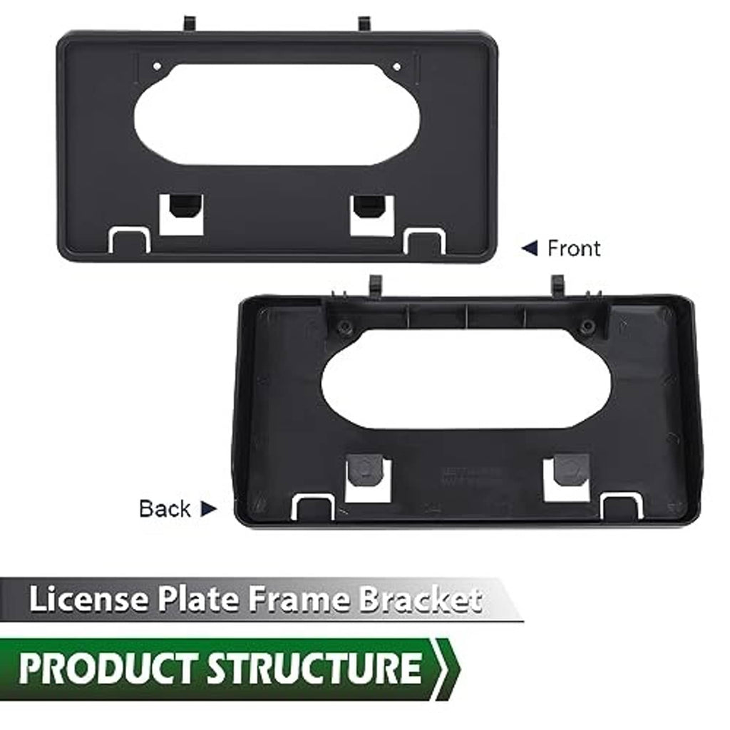 License plate bracket front and back with bumper guard pads, black plastic