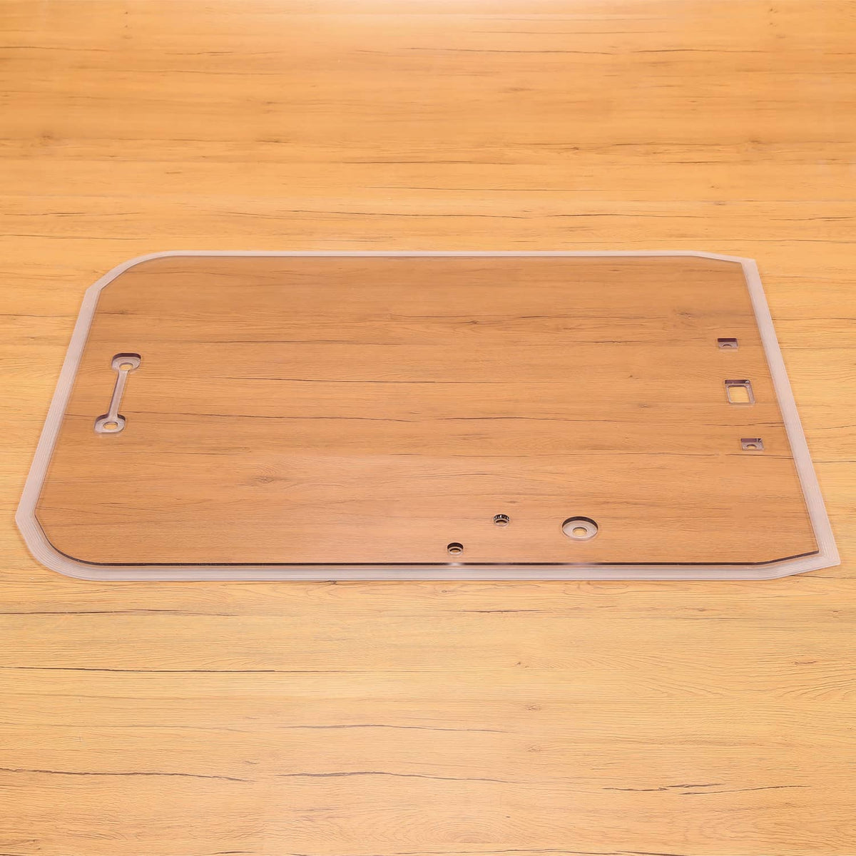 Door glass window panel with metal latches and gasket frame