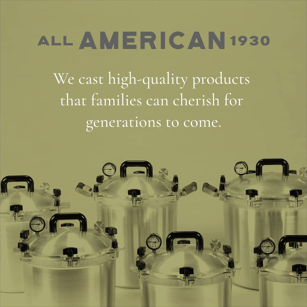 Glass-domed pressure cookers/canners lineup with regulator dials and valves