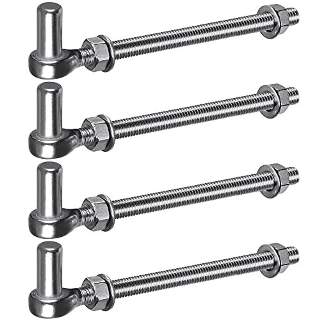 304 stainless steel J-bolt gate hinge set, long threaded rods with round bases