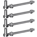 304 stainless steel J-bolt gate hinge set, long threaded rods with round bases