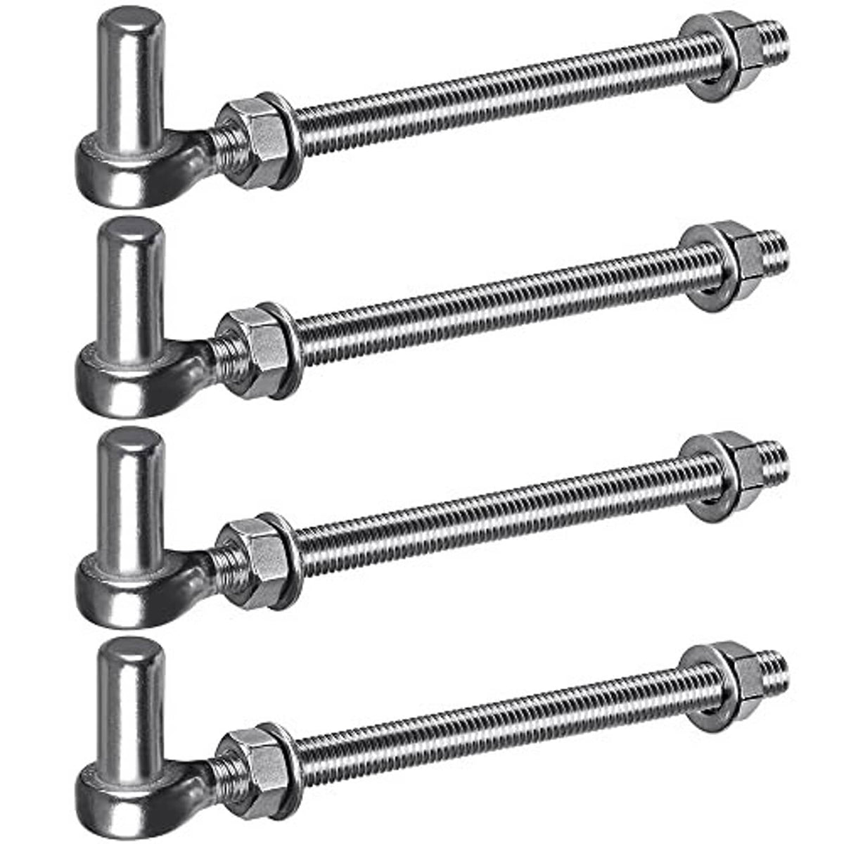 304 stainless steel J-bolt gate hinge set, long threaded rods with round bases
