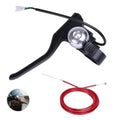 Black brake handle lever with bell light and red brake cable coil