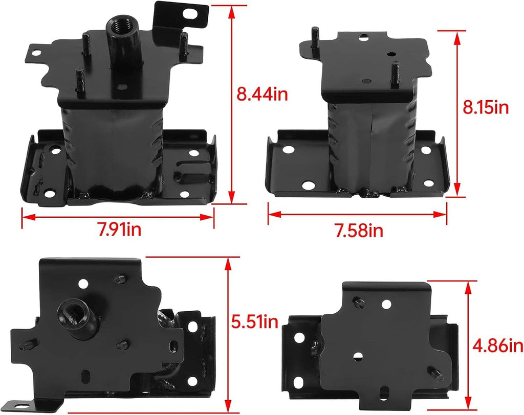 Black bumper reinforcement brackets pair with dimensions shown on mounting plates