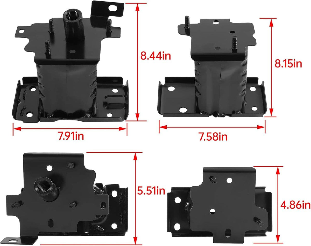 Black bumper reinforcement brackets pair with dimensions shown on mounting plates