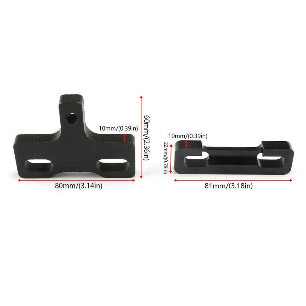 Valve spring compressor tool size chart with left and right arm measurements in mm