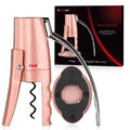 Pink compact vertical lever corkscrew with chrome lever and FORGE logo.