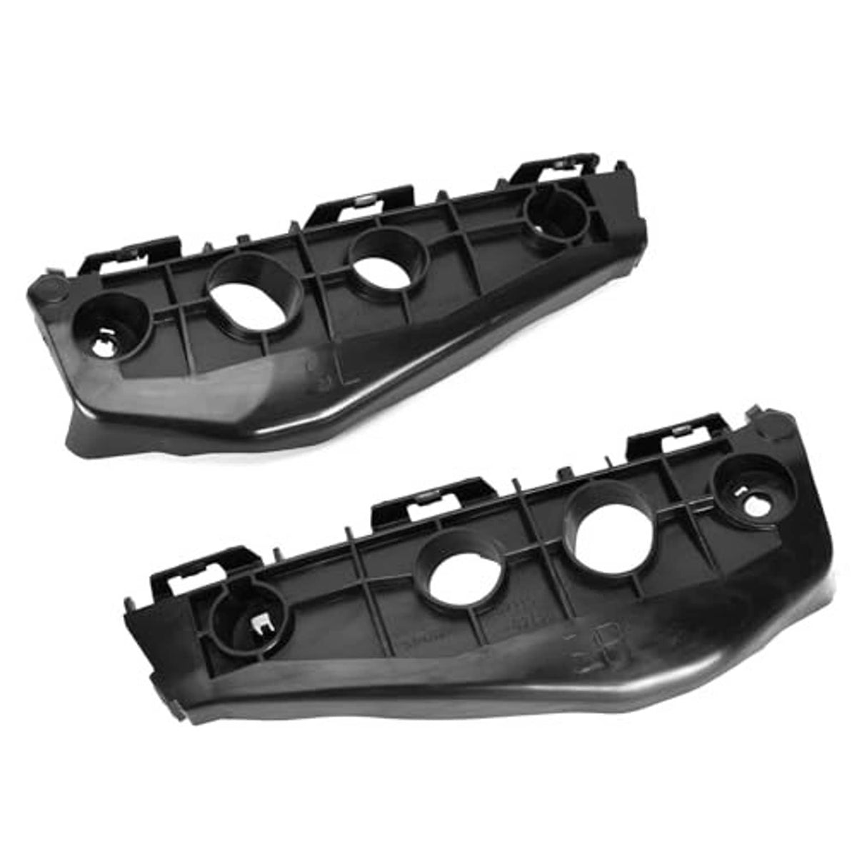 Black front bumper bracket support retainer, long bar with multiple circular cutouts