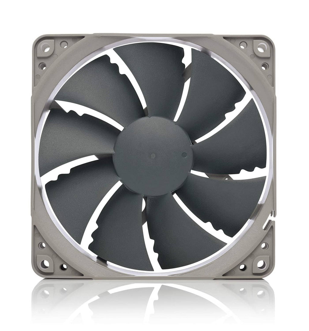 120mm PWM PC fan with grey frame and black fan blades in circular housing