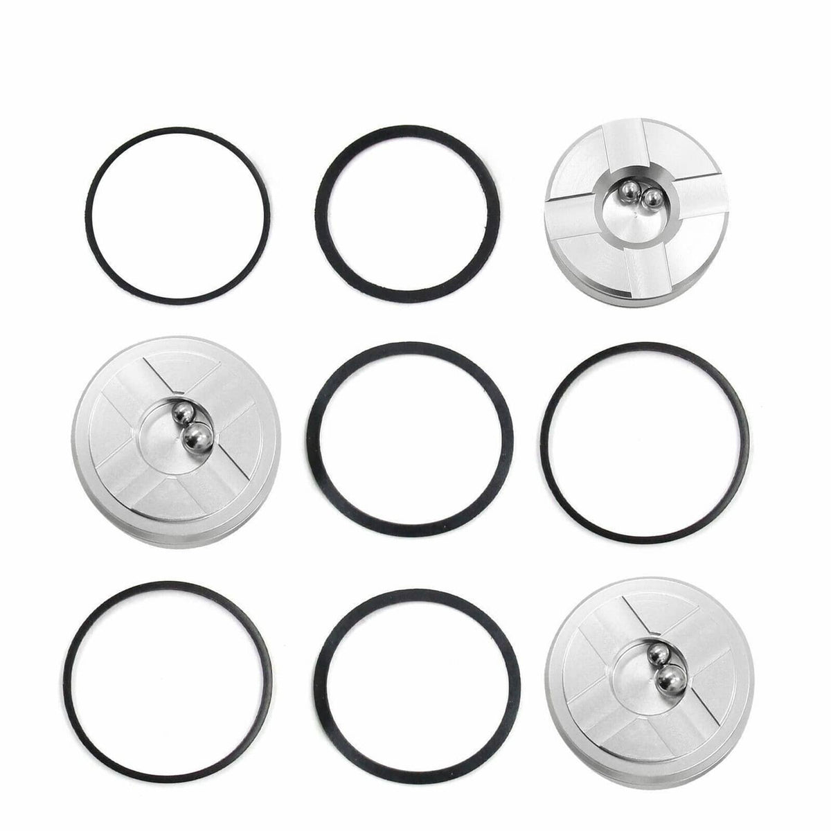 Accumulator piston kit with three metal covers and four sealing O-rings