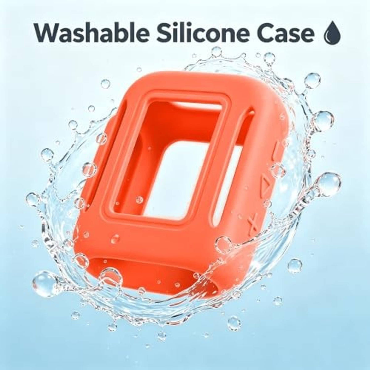 Orange washable silicone case with transparent opening window