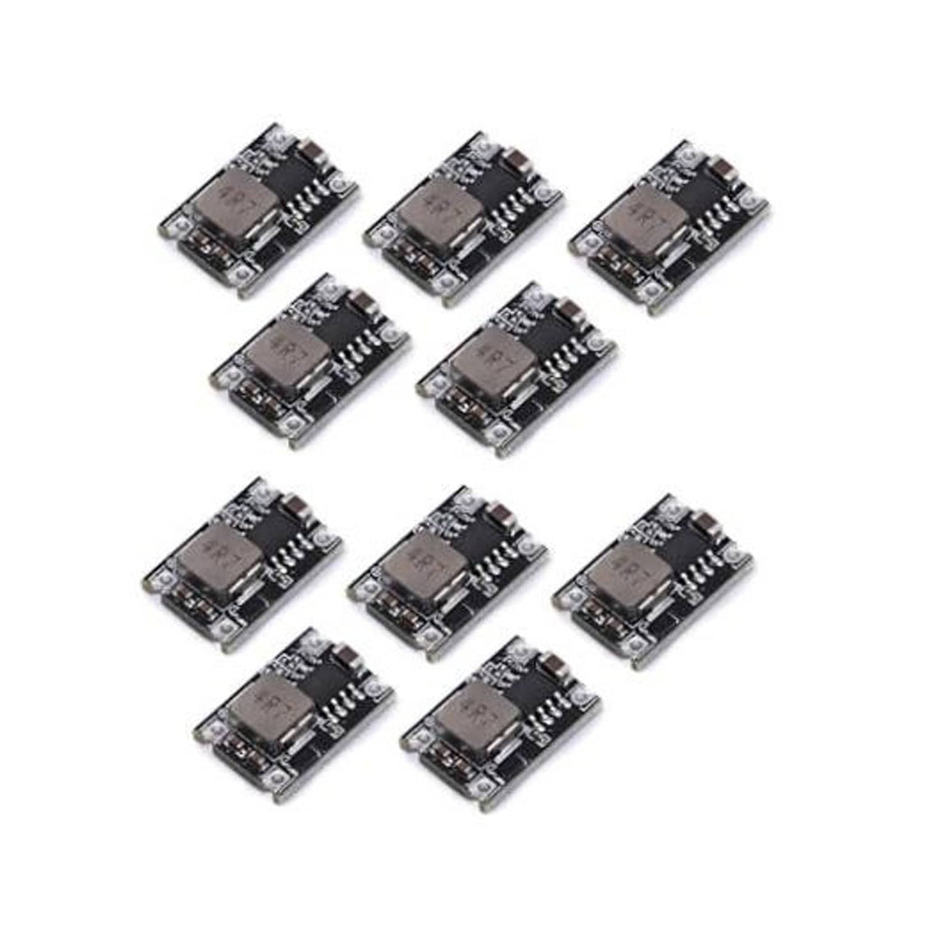 Mini buck converter board module, small black PCB with regulator IC, set of 12