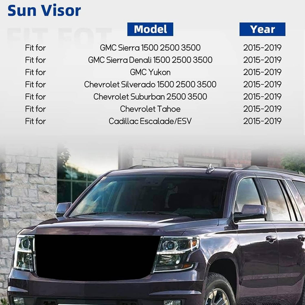 Right-side car sun visor mounted on a dark pickup truck, gray with mirror and LED lights