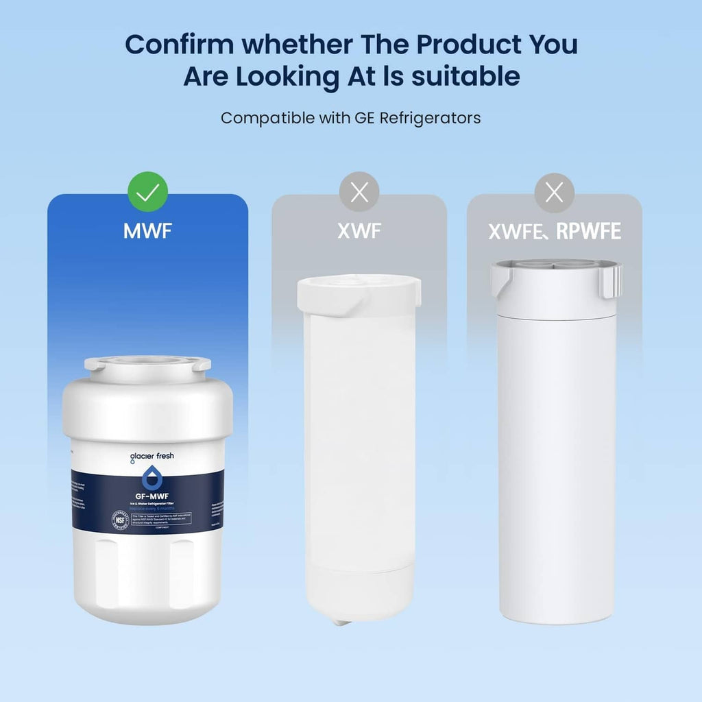 White refrigerator water filter cartridge, MWf style canister