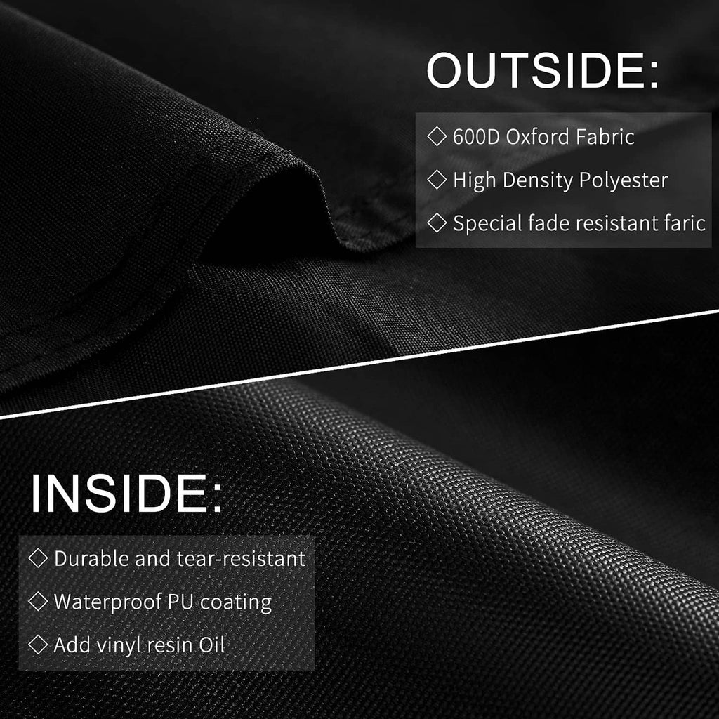 Black 600D Oxford fabric grill cover material close-up, textured surface