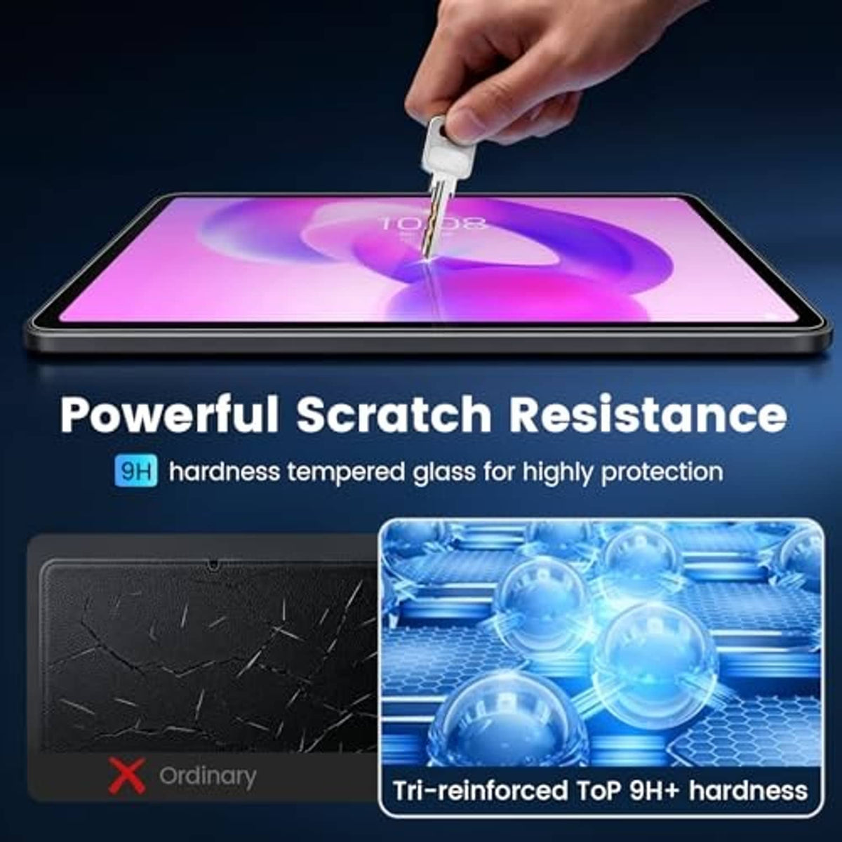 9H tempered glass screen protector for tablet, scratch-resistant clear finish