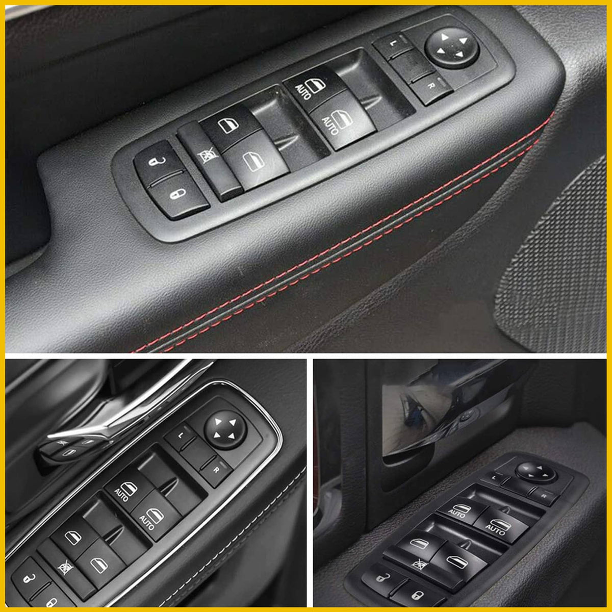 Car power window master control switch with window buttons and directional arrows
