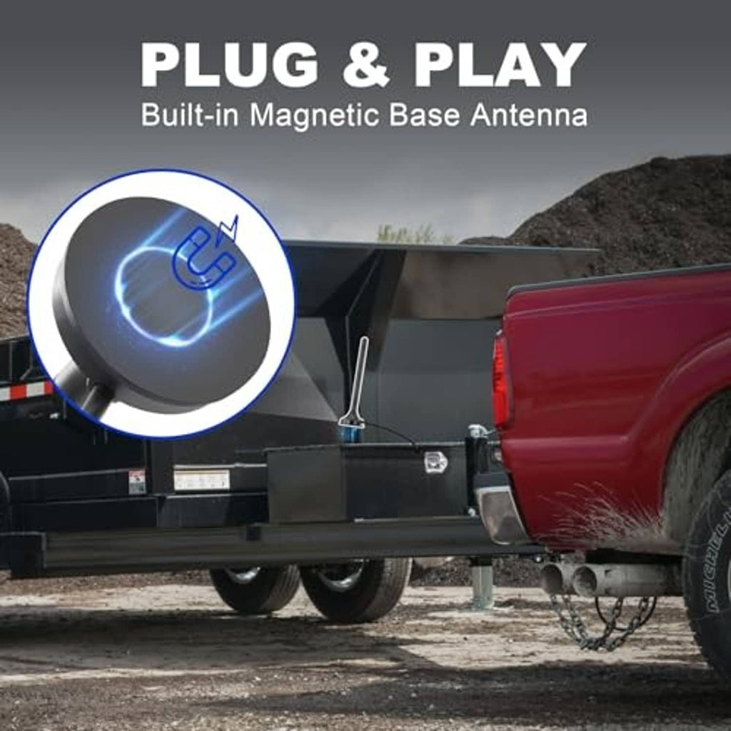 Magnetic base antenna for wireless dump trailer remote control with cable